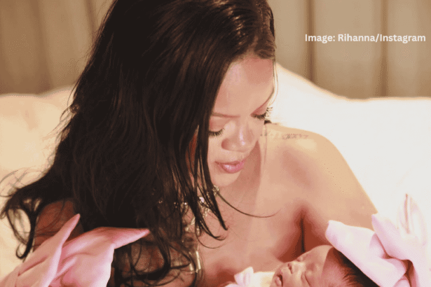 Rihanna holding her newborn daughter Rocki Irish Mayers in September 2025